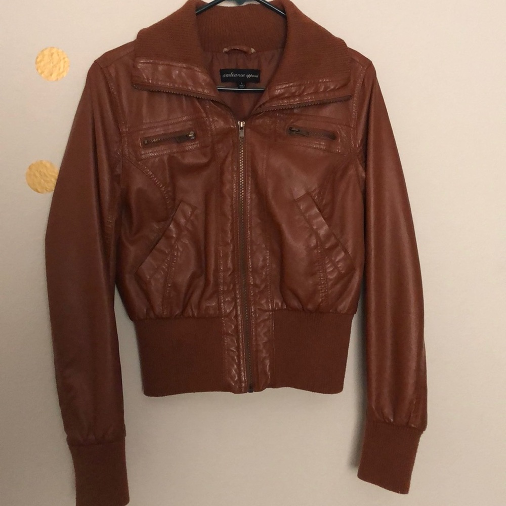 Brown faux leather jacket